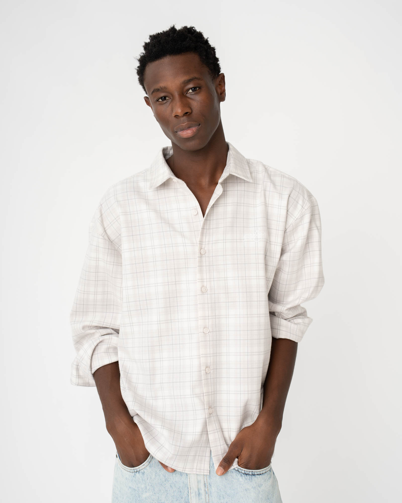 Checked Flannel shirt White